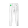 Mäns jeansdesigner 2023 Ny high end koreansk elastisk tryck ungdom Slim Fit Small Feet Casual Cotton White Pants SGPM