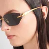 Y2K Futuristic Rimless Vintage Shades Fashion Designer Sun Glasses Men 2024 Metal Frameless Square Sunglasses For Women