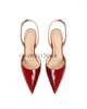 Chaussures habillées Patent en cuir breveté Sangle de cheville pointue Femmes Pumps Stiletto Talons hauts Conception de boucle grande taille