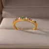 Groupes vintage géométrie anneaux élégants ouverts zircon princesse couronne Cross Eye knuckle ring