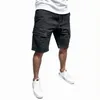 Shorts masculinos masculinos casuais calças sólidas cargo bolso de bolso slim drawstring verão para homens atléticos