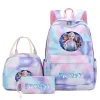 Sac à dos new kawaii gelé girls kids 3pcs stylo à lunch sacs bookbags femmes adolescents sacs scolaires de voyage arc-en-ciel