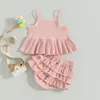 Ensembles de vêtements focusnorm 3 couleurs Baby Girls Baby Girls Vêtements d'été 0-3Y