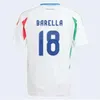 24 25 Italys soccer jerseys Italian jersey SCAMACCA IMMOBILE CHIESA football shirts RASPADORI JORGINHO BARELLA BASTONI Maglia italiana national team kids kit 88