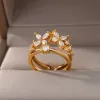 Banden vintage geometrie ringen elegante open zirkoon prinses kroon cross eye knokkel vinger ring goth verjaardag bruiloft sieraden cadeau bague