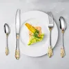 Ensembles de vaisselle 5PCS / Set Fork Spoon Table Vole du couteau Silver Gold plaqué de luxe Couvreries