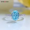 Ringos de cluster Charms 925 Sterling Silver 6 8mm Aquamarine Labory Diamond para mulheres Bandas de noivado de casamento Party Fine Fine Jewelry Gifts