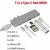 Hubs USB C till HDMI Hub 7 i 1 dockningsstation med 2 Port Type C 2Port USB3.0 TF SD -kortläsare för Book Pro Dell Lenovo Laptop