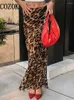 Faldas COZOK VINTAGE LEOPARD MUJERES SEXY PAQUETA DE HIP SLIM CALIENTE BAJA Falda larga Oficina Elegante Lady Streetwear 2024 Verano