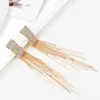 Other 2019 New Gold Color Long Crystal Tassel clip on Earrings Without Piercing for Women Wedding Brinco Fashion Jewelry Gifts 240419