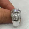 Bandes Bague de couleur argentée de luxe brillant blanc naturel 2.6ct cristal rattoir de naissance baguette de mariage masculin bijoux de fête de fête 7 8 9 10 11 12