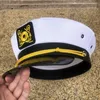 Berets Adult Yacht Military Captain Hats White Handwork Embroidered Navy Hat Sailor Party Role-playing Props Dress Accessories
