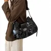 Kadınlar Vintage Motor Syle Omuz Çantası Grunge Punk Çanta Tasarımcısı Kadın Retro Perçin Sier Crossbody Bags Fi Modaya Yeni W6DV#