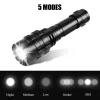 Scopes Updated P50 Tactical Led Flashlight 2000 Lumens Rechargeable Zoomable Flashlight with Flashlight Mount Clip Hunting Weapon Light