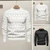 Męskie swetry męskie swetra długoterminowy wzór geometryczny miękki, ciepły pullocz o nokół na jesienną zimową modę