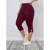 Women's Pants Capris Summer Womens High Waisted and High Elastic Tight Pants Hollow Out Solid Color Elegant Pants Cropped Pants Y240422