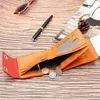 Money Clips 2023 Mens Short Wallet Pressure Change Magnetic Buckle Wallet Double Line Foldable PU Leather Wallet Hundred Dollar Bill Wallet Y240422