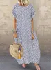 Bohemian Beach Maxi Dress Printed Summer Sundress ZANZEA 2023 Casual Polka Dot Baggy Sarafans Vestidos Robe 240419