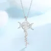 Halsband Eudora 925 Sterling Silver Hekate Wheel Necklace For Women Snake Key Triple Moon Goddess Pendant Witch Jewelry Personality Gift
