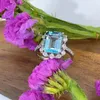 Clusterringe Luxus natürlicher Topaz Edelstein 8 10 -mm -Ring für Hochzeit Dating Dame Geschenk S925 Silber mit Weißgoldbeschichtung