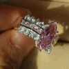 Anneaux Victoria Wieck Marquise Cut Pink Aaa CZ Simulate Stones 925 Silver Engagement Mariage Band Women Ring Taille 510 Cadeau