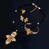 Uppsättningar Ethlyn Brand Ethiopian Eritrean Cross Women Jewelry Set Gold Color African Bridal Romantic Wedding Party Syckel S068