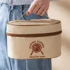 Väskor Portable Beige Thermal Lunch Box Bag Round Barrel Isolerad Cooler Pouch Bento Food Storage Påsar för barn Måltid Middagsbehållare