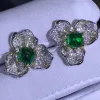Örhängen Wuiha Real 925 Sterling Silver Sugarloaf Cut 5ct Emerald Full Diamond Flowers Stud Earrings for Women Wedding Present Drop Shipping