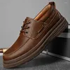 Chaussures décontractées vendant l'automne lacet up oxford épais semeser à semelles véritables en cuir en cuir polyvalent rétro marron rétro