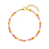 Strands Natural Shell Beads Happiness Bracelet with Pink rose orange Glass Shell Beads and Stainless Steel Small Beads as fashion Gift