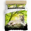 Ensembles de literie dessin animé Forest Animal Trear Bear Kawaii 3pcs Ensemble pour le lit de couette textile de lit