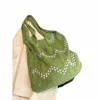 Shopper a maglia verde Shopper Spectile per perline per donne 2024 Spring Designer FI Soft Big Borse Trend Borse X05A#