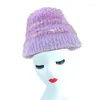 Bérets voyageant chapeau de seau crochet pêcheur en peluche rayé pour les filles y2k shopping f0s4