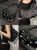 miyagawa Colorful Diamd Black Veet Leather Underarm Bag Korean Niche Single Shoulder Bags 2024 New Spicy Girl Handbag D2YA#