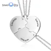 Colliers personnalisés en acier inoxydable personnalisé Collier Collier Collier BFF personnalisé Collier Collier 3 pièces Bijoux coeur cadeau