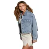 Jackets femininos 2024 moda estilo euro-americano jeans de vestuário feminino feminino com lapela bished com bolso de peito único de diamante com cowboy solto