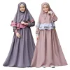 Kleding 2 stks kinderen meisjes abaya ramadan moslimgebed kledingkleding hajab maxi jurk set gewaden islamitische kinderen kleedt kafan robe Arabische kleding