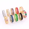 Groupes Luxury Band Rainbow Anneaux Baguette Crystal For Women Men Party Gift Caders