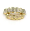 Gold Color Iced Out Teeth Grin Top Bottom Bling Men Women Jewelry New5598053