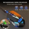 Mice Rechargeable Wireless Bluetooth Mouse, MultiDevice(BT5.0/3.0+USB) LED Gaming Mouse for PC Laptop Mac iPad Tablet Office Gamer