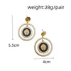 Andere hiphop reliëf Lion Head Earring for Women Girls Vintage gouden kleur reliëf overdreven grote cirkel oorbel mode sieraden 240419