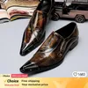 Chaussures décontractées printemps / automne véritable en cuir de cuir pointu pointu à odeurs de bureau marron Brown Business Office pour hommes appartements