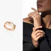 Anneaux Fine Jewelry S925 ROSE GOLD DIAMOND SLIDING RING BIELLESS BIENDRES NOUVEAU VIDURE GRATUITE PLUSÉ