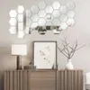 DIY ACRYLIC NAKCJE Heksagon Mirror Art Wall Dekoracja salonu do sypialni do łazienki wystrój domu 12pcs/set