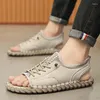 Sandals Men Trendy Style Men's Casual Sports Fashion Slippers Handmade Sewing Outdoor Breathable Open-Toe