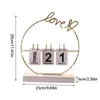 Figurines décoratives Calendrier perpétuel |LED de la Saint-Valentin Love Metal Daily Desk Wood Stand Reutilisable Decor