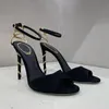 Snake Wrap Ladies Sandaler Black Stiletto Heel Ankle Strap Open Sandals Greenow One Word Belt Summer Fashion Luxury Sandaler 240409