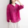 Blouses pour femmes Purple Solid décontracté en coton Vin en V V Pilrette de chemisier Coréen Fashion Fashion Femme Vêtements Female Tops E900