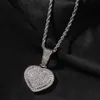 The Bling King Baguettecz Heart Pendant Halsband Iced Out Shiny Cubic Zirconia Hihop Jewelry for Girls Women Gift 240411