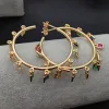 Ohrringe yygeem 40 mm Gold gefüllt mit Regenbogen Multi -Farbe CZ Charm Circle Hoop Ohrringe Böhmen Bohe Steampunk Ohrclip Koreanische Ohrringe